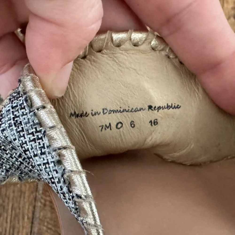 Jack Rogers Navajo Tweed‎ Blue Gold Sandals Women's Size 7 S